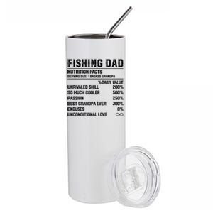 Fishing Dad Nutrition Facts Funny Bass Fish Dad Gift Stainless Steel Tumbler