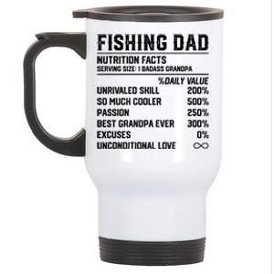 Fishing Dad Nutrition Facts Funny Bass Fish Dad Gift Stainless Steel Travel Mug