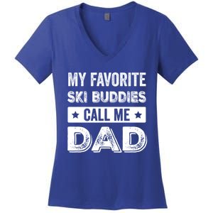 Fathers Day Novelty For Funny Ski Dad Gift Women's V-Neck T-Shirt