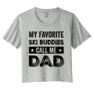 Fathers Day Novelty For Funny Ski Dad Gift Women's Crop Top Tee