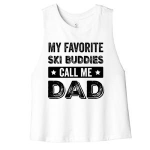 Fathers Day Novelty For Funny Ski Dad Gift Women's Racerback Cropped Tank