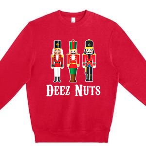 Funny Deez Nuts Nutcracker Crew Ugly Christmas Premium Crewneck Sweatshirt