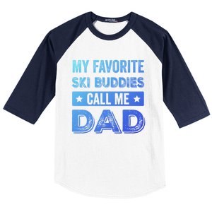 Fathers Day Novelty For Funny Ski Dad Gift Baseball Sleeve Shirt