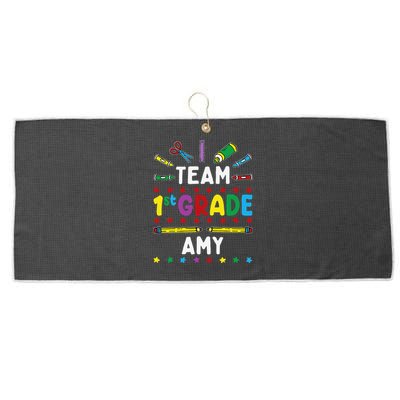 First Day Of School Team 1st Grade Amy Name Group Large Microfiber Waffle Golf Towel