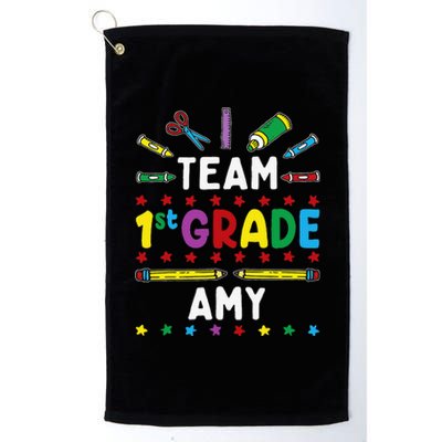 First Day Of School Team 1st Grade Amy Name Group Platinum Collection Golf Towel