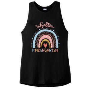 First Day Of School Hello Kindergarten Teacher Rainbow Ladies PosiCharge Tri-Blend Wicking Tank