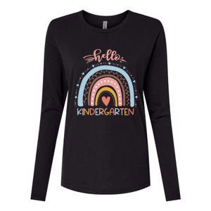 First Day Of School Hello Kindergarten Teacher Rainbow Womens Cotton Relaxed Long Sleeve T-Shirt