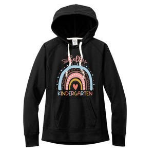 First Day Of School Hello Kindergarten Teacher Rainbow Women's Fleece Hoodie