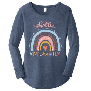 First Day Of School Hello Kindergarten Teacher Rainbow Women's Perfect Tri Tunic Long Sleeve Shirt