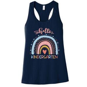 First Day Of School Hello Kindergarten Teacher Rainbow Women's Racerback Tank