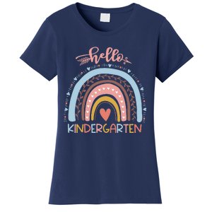 First Day Of School Hello Kindergarten Teacher Rainbow Women's T-Shirt