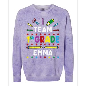 First Day Of School Team 1st Grade Emma Funny Group Colorblast Crewneck Sweatshirt