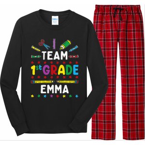 First Day Of School Team 1st Grade Emma Funny Group Long Sleeve Pajama Set