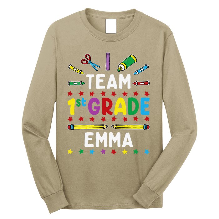 First Day Of School Team 1st Grade Emma Funny Group Long Sleeve Shirt