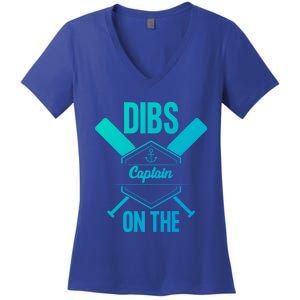 Funny Dibs On The Captain Captain Wife Funny Gift Women's V-Neck T-Shirt