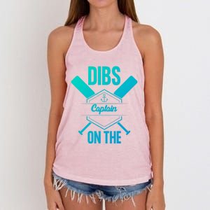 Funny Dibs On The Captain Captain Wife Funny Gift Women's Knotted Racerback Tank