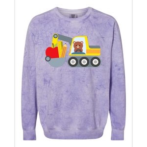 First Day Of School Boy Back To School Supply Truck Colorblast Crewneck Sweatshirt