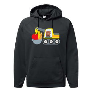 First Day Of School Boy Back To School Supply Truck Performance Fleece Hoodie