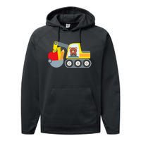 First Day Of School Boy Back To School Supply Truck Performance Fleece Hoodie