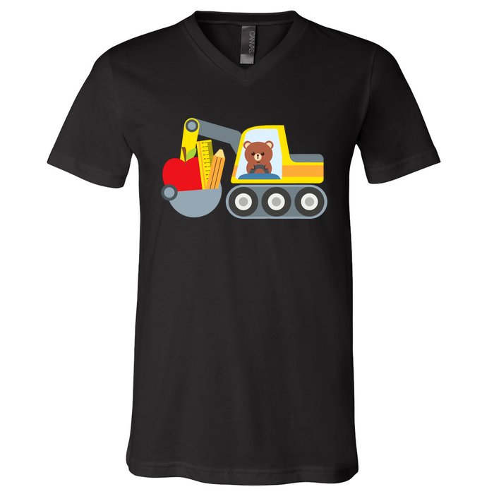 First Day Of School Boy Back To School Supply Truck V-Neck T-Shirt