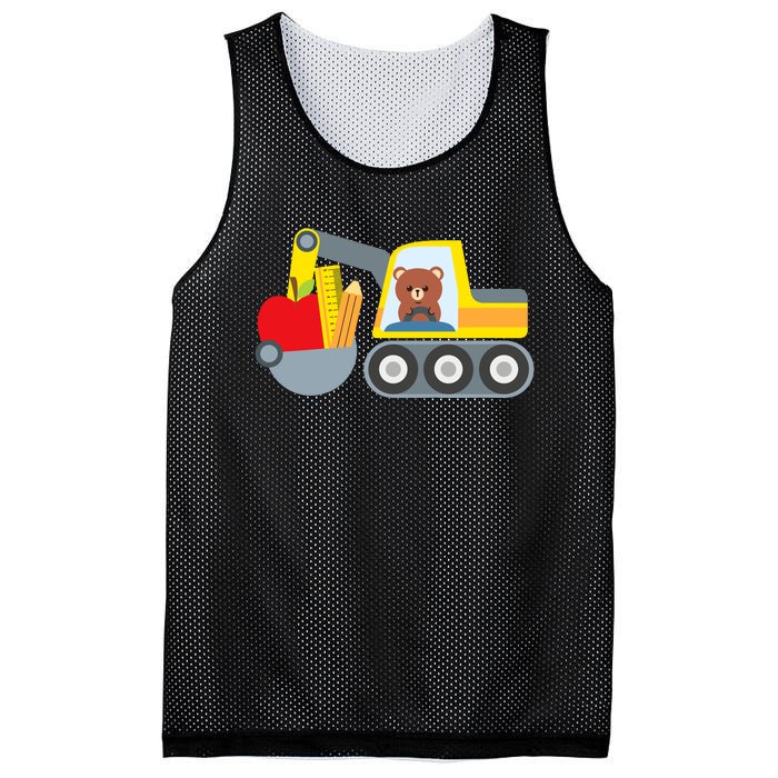 First Day Of School Boy Back To School Supply Truck Mesh Reversible Basketball Jersey Tank