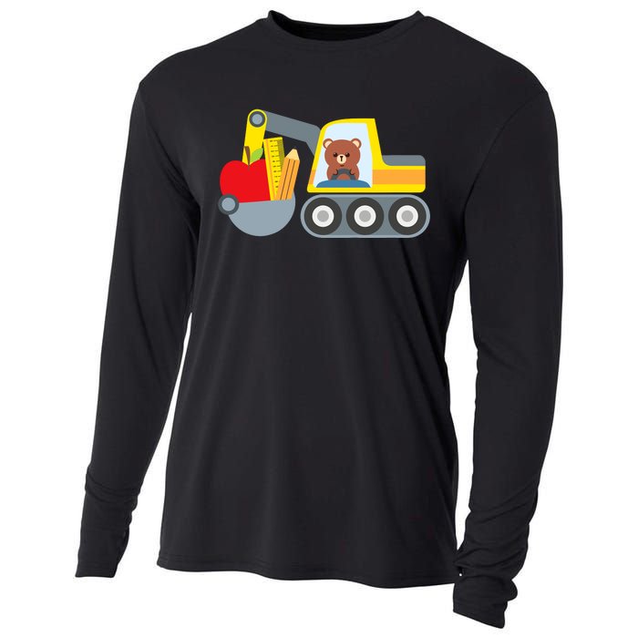 First Day Of School Boy Back To School Supply Truck Cooling Performance Long Sleeve Crew