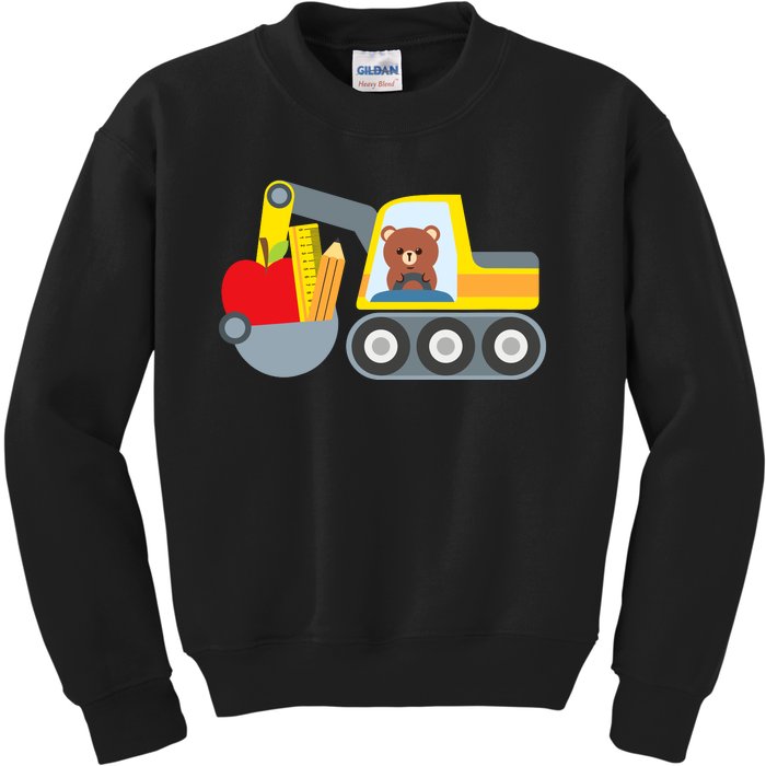 First Day Of School Boy Back To School Supply Truck Kids Sweatshirt