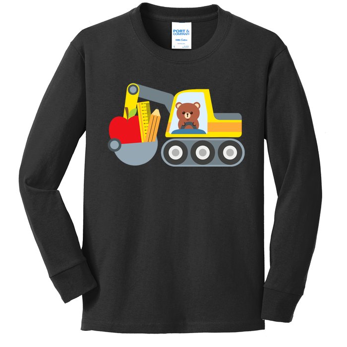 First Day Of School Boy Back To School Supply Truck Kids Long Sleeve Shirt