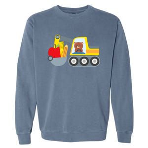 First Day Of School Boy Back To School Supply Truck Garment-Dyed Sweatshirt