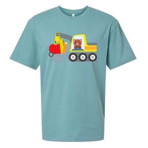 First Day Of School Boy Back To School Supply Truck Sueded Cloud Jersey T-Shirt