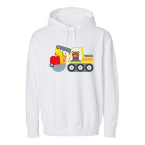 First Day Of School Boy Back To School Supply Truck Garment-Dyed Fleece Hoodie