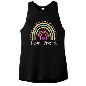 First Day Of Team PreK Squad Crew Preschool Teacher Rainbow Ladies PosiCharge Tri-Blend Wicking Tank