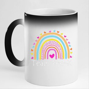 First Day Of Team PreK Squad Crew Preschool Teacher Rainbow 11oz Black Color Changing Mug