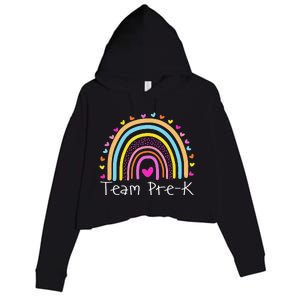 First Day Of Team PreK Squad Crew Preschool Teacher Rainbow Crop Fleece Hoodie