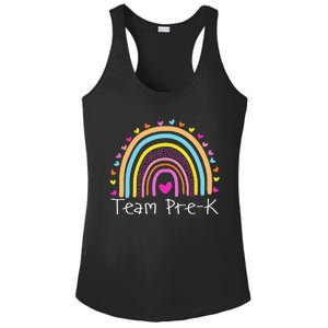 First Day Of Team PreK Squad Crew Preschool Teacher Rainbow Ladies PosiCharge Competitor Racerback Tank