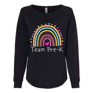 First Day Of Team PreK Squad Crew Preschool Teacher Rainbow Womens California Wash Sweatshirt