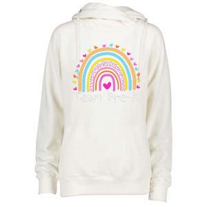 First Day Of Team PreK Squad Crew Preschool Teacher Rainbow Womens Funnel Neck Pullover Hood