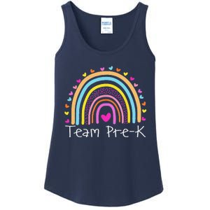 First Day Of Team PreK Squad Crew Preschool Teacher Rainbow Ladies Essential Tank