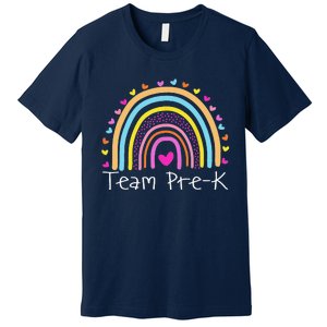 First Day Of Team PreK Squad Crew Preschool Teacher Rainbow Premium T-Shirt