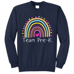 First Day Of Team PreK Squad Crew Preschool Teacher Rainbow Tall Sweatshirt