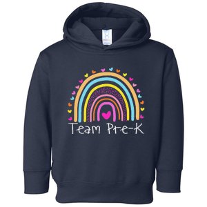 First Day Of Team PreK Squad Crew Preschool Teacher Rainbow Toddler Hoodie