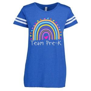 First Day Of Team PreK Squad Crew Preschool Teacher Rainbow Enza Ladies Jersey Football T-Shirt