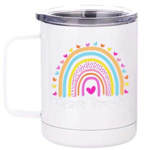 First Day Of Team PreK Squad Crew Preschool Teacher Rainbow 12 oz Stainless Steel Tumbler Cup