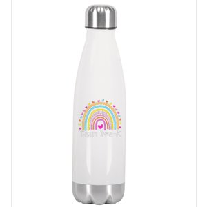 First Day Of Team PreK Squad Crew Preschool Teacher Rainbow Stainless Steel Insulated Water Bottle