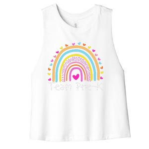 First Day Of Team PreK Squad Crew Preschool Teacher Rainbow Women's Racerback Cropped Tank