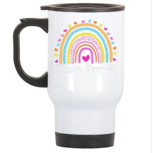 First Day Of Team PreK Squad Crew Preschool Teacher Rainbow Stainless Steel Travel Mug