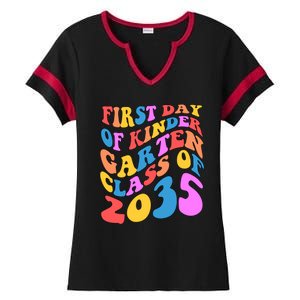 First Day Of Kindergarten Class Of 2035 Colorful Ladies Halftime Notch Neck Tee