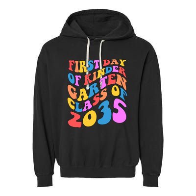 First Day Of Kindergarten Class Of 2035 Colorful Garment-Dyed Fleece Hoodie