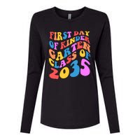 First Day Of Kindergarten Class Of 2035 Colorful Womens Cotton Relaxed Long Sleeve T-Shirt