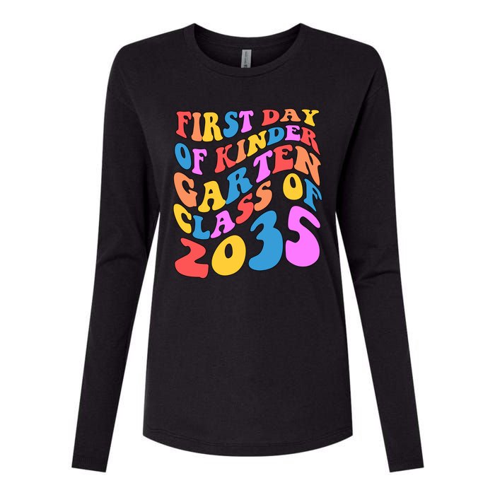 First Day Of Kindergarten Class Of 2035 Colorful Womens Cotton Relaxed Long Sleeve T-Shirt